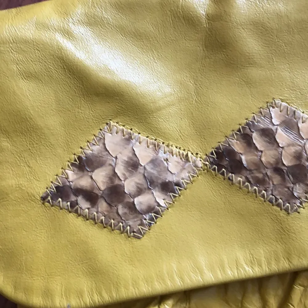 Vintage genuine Leather and snakeskin handbag.